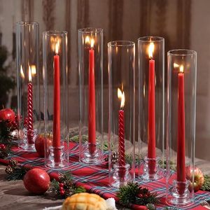 Jarrones Cónicos Transparentes Resistentes al Viento, Portavelas de Vidrio Acanalado sin Base, Cilindros de Vidrio para Decoración de Mesa y Estantes para Bodas y Fiestas - Product Image 5