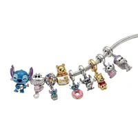 Bracelet-collier avec pendentif Mignon le Winnie l'Ourson, en argent S925 plaqué or, zircon, certifié NGDTC, de la collection de bijoux Disney