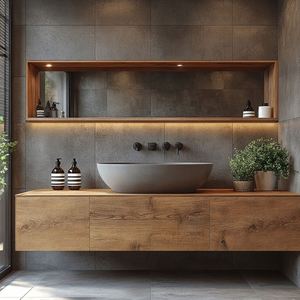 Mueble de Baño Clásico Europeo Moderno con Espejo LED, Encimera Personalizada de Mármol o Pizarra, Muebles de Baño Clásicos para Hoteles - Product Image 3