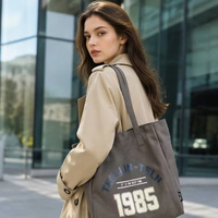 Sac fourre-tout en toile de coton personnalisable CT pour femmes, taille moyenne, avec bandoulière, réutilisable, cadeau promotionnel, design de logo, usage quotidien, Huayu