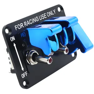 Amomd Wholesale 3 Gang 12V Carbon Fiber Jeep Car Racing Refit Toggle Switch Panel On-Off Function with Max. 20A Current Blue