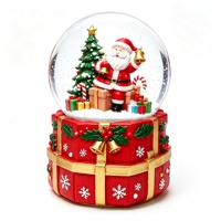 Palla di Neve Natalizia con Babbo Natale in Resina, Souvenir Decorativo da Tavolo, Ornamento per Casa e Feste