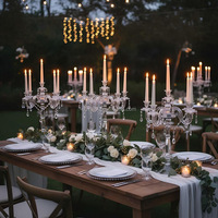 Candélabre moderne en acrylique transparent à 5 bras, support de bougies transparent, centre de table pour mariage, décoration pour hôtel, événements et fêtes
