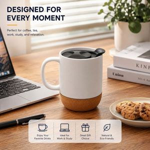 Wholesale 350Ml 12Oz Gift Office Base Sublimation Blank Ceramic Matte Coffee Mug With Cork Bottom and <b>Plastic</b> <b>Sliding</b> Lids - Product Image 4