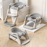 Adaptateur de siège de toilette pour enfants à hauteur réglable avec poignées de sécurité et escabeau à poignée antidérapante pour l'apprentissage de la propreté