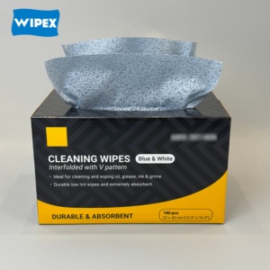 <span class=keywords><strong>WIPEX</strong></span> Serviettes de nettoyage en PP à motif en V, bleues, jetables, à faible peluchage, pour nettoyer l'huile, la graisse, l'encre et la saleté - Product Image 1