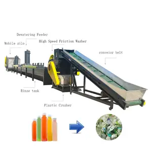 Automatische Afval Plastic Pet Flessen Recycling Verpletterende Wasdroogmachine Voor Plastic Fles Crusher Met Wasmachine En Droger