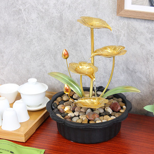 Fuente de agua Feng Shui con diseño de planta metálica, decoración interior para sala de estar, escritorio, oficina, regalo. - Product Image 1
