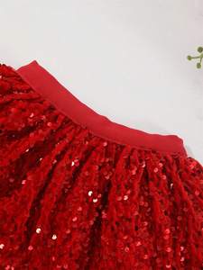 <span class=keywords><strong>Jupe</strong></span> tutu à paillettes pour filles, <span class=keywords><strong>jupe</strong></span> en velours <span class=keywords><strong>rouge</strong></span> à paillettes pour l'hiver, <span class=keywords><strong>jupe</strong></span> moelleuse - Product Image 3