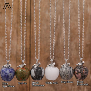 Collar pequeño de cristal de manzana, joyería de moda, cadena de plata, regalo de Navidad de tallado de manzana - Product Image 5