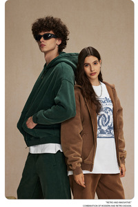 Sweat-shirt unisexe à capuche zippé, couleur unie, en polaire, décontracté, pour l'hiver, respirant, écologique, coupe ample - Product Image 2