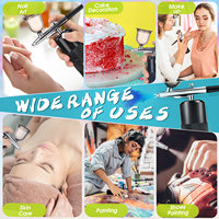 Kit aérographe portable rechargeable USB pour barbier, tatouages, cheveux, ongles, maquillage, pistolet pulvérisateur sans fil avec compresseur