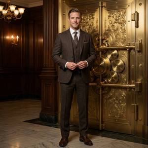 Costume élégant pour <span class=keywords><strong>homme</strong></span>, 5 pièces, coupe ajustée, style business, pour <span class=keywords><strong>mariage</strong></span>, <span class=keywords><strong>tenue</strong></span> de marié - Product Image 1