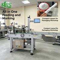 Machine de marquage laser UV tout-en-un compacte à alimentation automatique pour la production autonome de boîtes à stylos et l'emballage de produits chimiques quotidiens en atelier