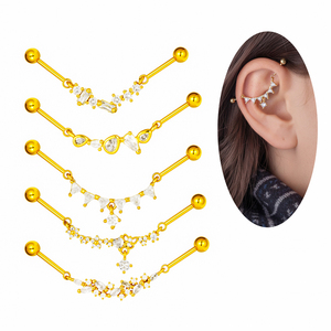 <span class=keywords><strong>Orecchini</strong></span> a perno per cartilagine e <span class=keywords><strong>helix</strong></span> Maina, gioielli per piercing industriale in <span class=keywords><strong>acciaio</strong></span> inossidabile con filettatura esterna, <span class=keywords><strong>orecchini</strong></span> a lobo con zircone per trago - Product Image 1