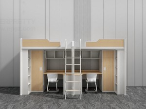 Lit superposé moderne en métal blanc pour enfants et adolescents avec espace de rangement et bureau d'étude pour l'école, la société, le dortoir, l'appartement - Product Image 1