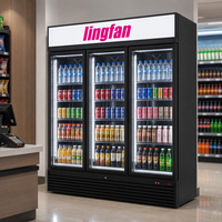 Réfrigérateur commercial pour boissons, 3 portes vitrées, réfrigérateur vertical pour cola, équipement de réfrigération à air pour supermarché