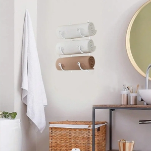<span class=keywords><strong>Porte</strong></span>-serviettes mural en fer à 3 niveaux pour petites salles de bain, panier de rangement pour serviettes enroulées et étagères de rangement pour salle de bain - Product Image 4