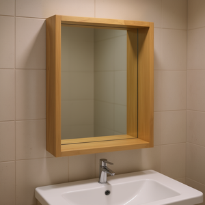 Armoire de salle de bain en teck avec miroir, 11,8x3,9x15,7 pouces, rectangulaire, à suspendre au mur, accessoire de salle de bain - Product Image 2