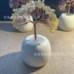 Arbre à argent en cristal avec base en forme de pomme, ornement en cristal naturel pour la décoration de la maison, du bureau ou de la voiture, cadeau - Product Image 2