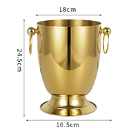 Seau à glace en acier inoxydable 304 de 3 L pour champagne, vin, bière, boissons, avec poignées, pour fêtes, bars, hôtels, traiteurs