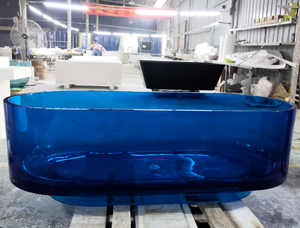 อ่างอาบน้ำแบบลอยตัวเรซิ่นคริสตัลสีน้ำเงินโปร่งแสงทรงทันสมัยพร้อมฟังก์ชั่นแช่น้ำ อ่างใส - Product Image 5