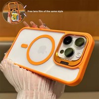 Coque de protection magnétique compatible avec iPhone 17 Pro Max et iPhone 16, avec support de lentille invisible, en PC, design mat