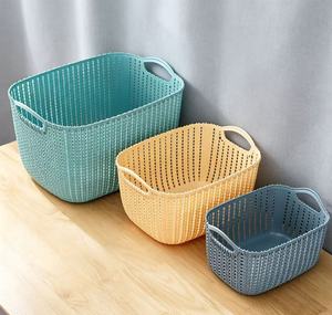 <span class=keywords><strong>Panier</strong></span> de rangement en <span class=keywords><strong>plastique</strong></span> imitation rotin avec poignée, bac organisateur pour bureau, articles divers, collations, salle de bain, <span class=keywords><strong>linge</strong></span>, vêtements, usage quotidien - Product Image 3