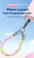Kabel Data Tali Gantung Motif Bunga, Kabel Pengisi Daya Tali Gantung Ponsel 60W, Pengisian Daya Ultra Cepat PD27W Android/Apple 17