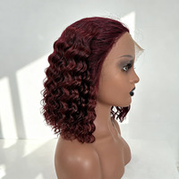 Perruque Lace Front 250% densité, coupe Bob court, cheveux indiens, style Water Wave et Deep Wave, cheveux Remy de haute qualité, vente en gros