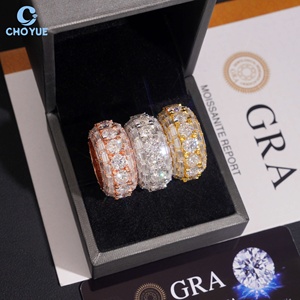 Anillo de Hombre de Plata de Ley 925 con Diamantes de Moissanita VVS Brillantes, Estilo Hip Hop, Anillo de Banda con Incrustaciones de Moissanita - Product Image 3