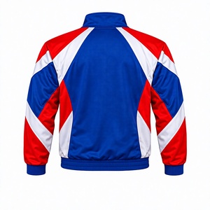 Ensemble de survêtement à capuche pour homme, bleu, rouge et blanc, avec blocs de couleur personnalisés, veste de sport et pantalon de jogging avec poches latérales, 100 % coton, vente en gros - Product Image 2