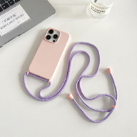 Étui de téléphone personnalisable transparent en TPU de luxe, résistant aux chocs, avec cordon pour 17/16/15 Pro Max
