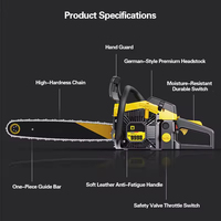 Tronçonneuse à essence multifonctionnelle industrielle compacte et portable haute puissance pour bricolage, avec guide-chaîne de 520 mm et moteur de 120 cm³, pour l'abattage d'arbres et le jardinage