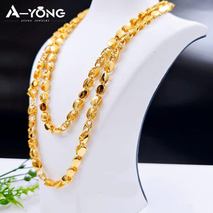 Luxury <b>Arab</b> Gold Color Long <b>Necklace</b> 45/60/80cm 21k Gold Plated Dubai Saudi Women Vintage Wedding Party Jewelry - Product Image 5