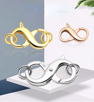 Lot de fermoirs mousquetons double ouverture en argent sterling 925, forme infini (chiffre 8), pour la fabrication de bijoux fins (bracelets et colliers)