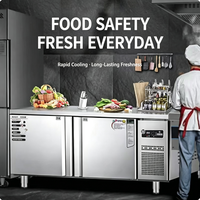 Table de préparation réfrigérée professionnelle pour sandwichs et salades, 2 portes, 8 bacs, refroidissement par ventilateur, plan de travail en acier inoxydable 304, fournisseur direct d'usine