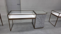 Vitrine de présentation de bijoux moderne de luxe, écologique, étanche, avec éclairage LED, en verre trempé, personnalisable pour expositions muséales