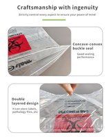 Sac de transport d'échantillons imprimé pour risques biologiques, sac de transport d'échantillons PE à fermeture éclair avec poche arrière pour documents, pour hôpitaux et laboratoires