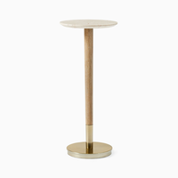 Table d'appoint de style moderne et simple pour salon, plateau en marbre, base en acier inoxydable, table d'angle pour salon