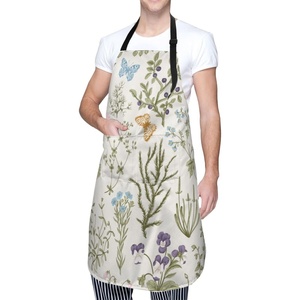 Delantal de bolsillo Delantal de cocina de algodón 100% para mujeres Hombres con bolsillos Iconos Pan DE TRIGO Delantal de cocina de tela Oxford - Product Image 1