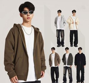 H5417 New Arrivals Custom Heavyweight 420g <b>Fleece</b> <b>Liner</b> Zipper Hoodies Plain Oversized Zip up Hoodies - Product Image 1