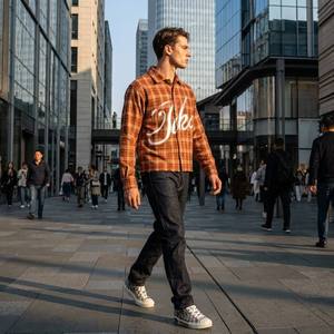 Chemise à carreaux personnalisée en flanelle imprimée de perles scintillantes, style vintage streetwear pour homme, manches longues, coupe classique, séchage rapide - Product Image 3