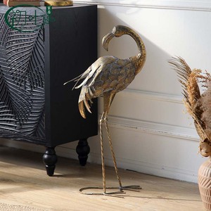 Décoration Flamant Rose en Fer Forgé pour Extérieur et Intérieur, Sculpture Animale Durable pour Jardin, Décoration de Sol, Accessoire de Mariage Style 1 A3480 - Product Image 2