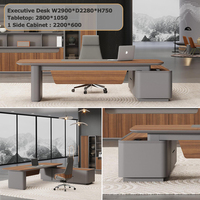 Bureau de direction en forme de L avec chaise de bureau haute densité et table avec grand meuble de rangement