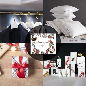 Thank You <b>Bags</b> 60 Pack Reusable Plastic Shopping <b>Gift</b> <b>Bags</b> With Loop Handle <b>Large</b> Size Floral Pattern - Product Image 6
