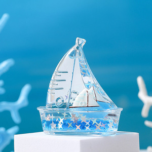 Bouteille flottante créative en acrylique en forme de <span class=keywords><strong>petit</strong></span> bateau, best-seller, ornement de bureau, mini-paysage d'aquarium, décoration DIY - Product Image 2