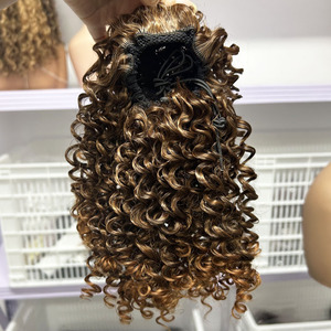 Bán buôn afro kinky xoăn đuôi ngựa ngắn bọc dây rút Pony đuôi Claw <span class=keywords><strong>clip</strong></span> trong sợi tóc tổng hợp phần mở rộng tóc - Product Image 6