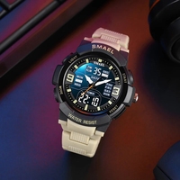 Jam Tangan Digital Smael 1912 Layar LED Jam Tangan Pria Olahraga Dial Besar Tahan Air Jam Tangan Mewah Fashion Pria Kuarsa Analog