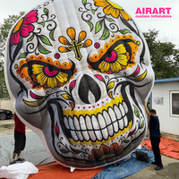 Mur géant gonflable en forme de crâne de sucre pour Halloween, grand toile de fond coloré en forme de crâne pour événements festifs et décoration de maison hantée